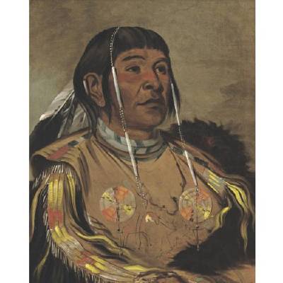 400x400 Famous American Western Artists Remington, Russell, Catlin - Native American Portrait Painting
