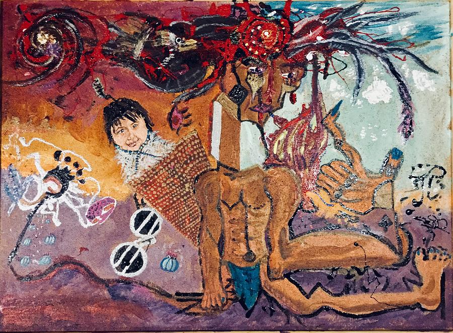 900x662 Peyotethunderbird Way Painting By Sparrowhawk - Native American Thunderbird Painting