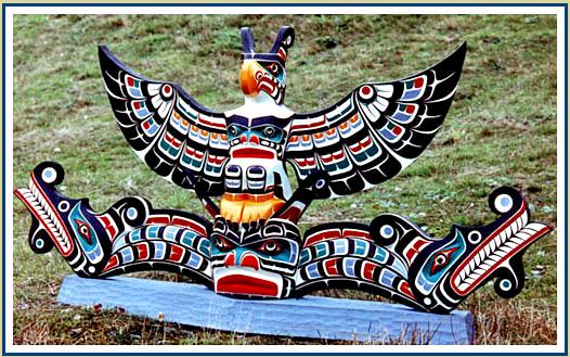 526x329 Totem Poles Custom Made Native American For Sale Northwest Coast - Native American Thunderbird Painting