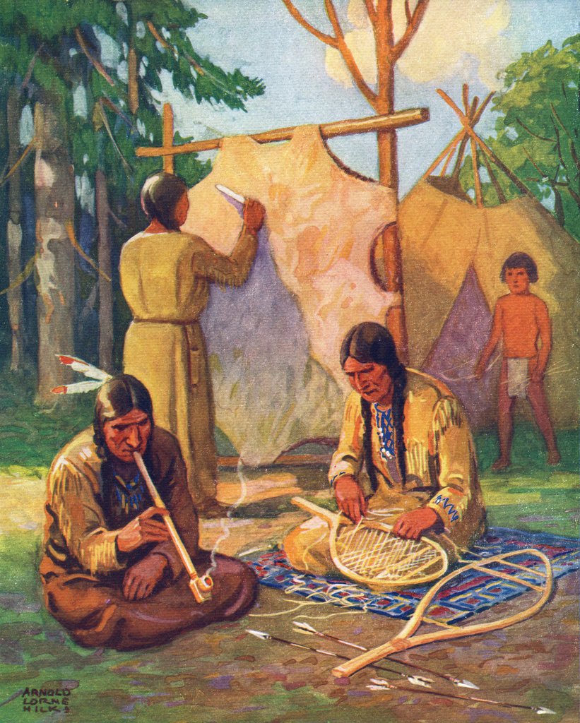 821x1024 Illustration Of Daily Life In Native American Village Posters - Native American Village Painting