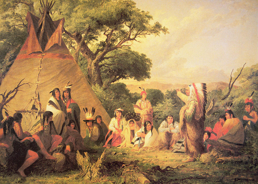 900x645 Native American Teepee Paintings Fine Art America - Native American Village Painting