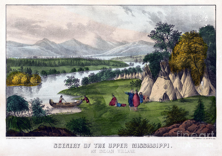 900x635 Native American Village. Drawing By Granger - Native American Village Painting