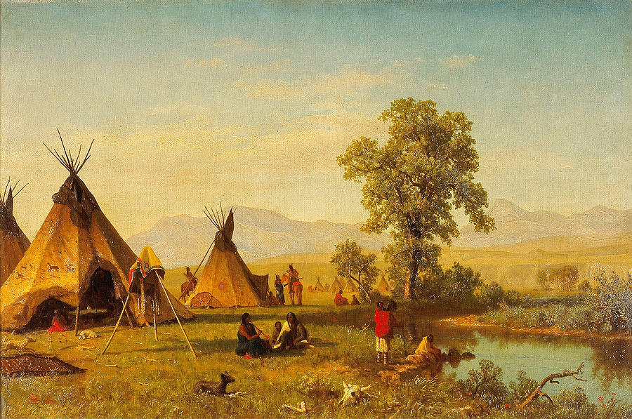 900x597 Sioux Village Near Fort Laramie - Native American Village Painting