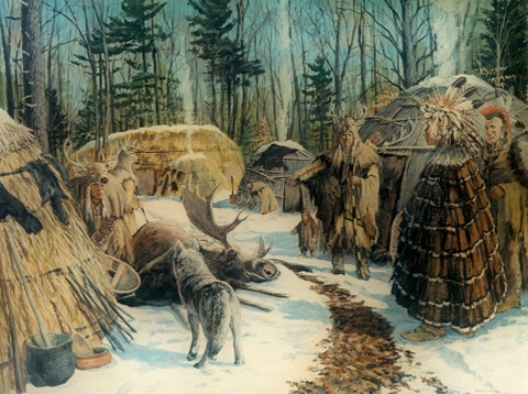 480x358 David R. Wagner - Native American Village Painting