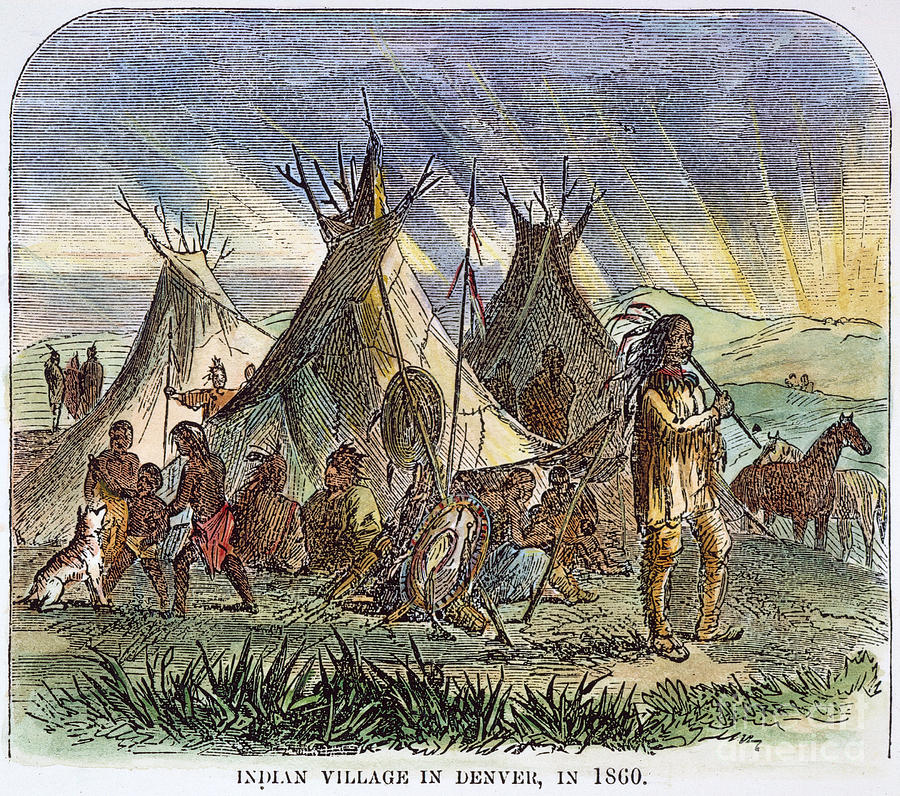 900x796 Denver Native American Village, 1860 Photograph By Granger - Native American Village Painting