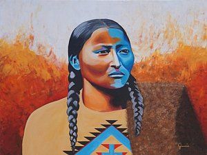 300x226 Native American Indian Woman Painting - Native American Woman Painting