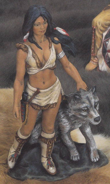 383x640 Native American Woman With Wolf Ready To Paint Ceramic Bisque Ebay - Native American Woman Painting
