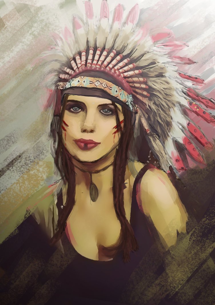 752x1063 Native American Woman By Sonatabrej - Native American Woman Painting