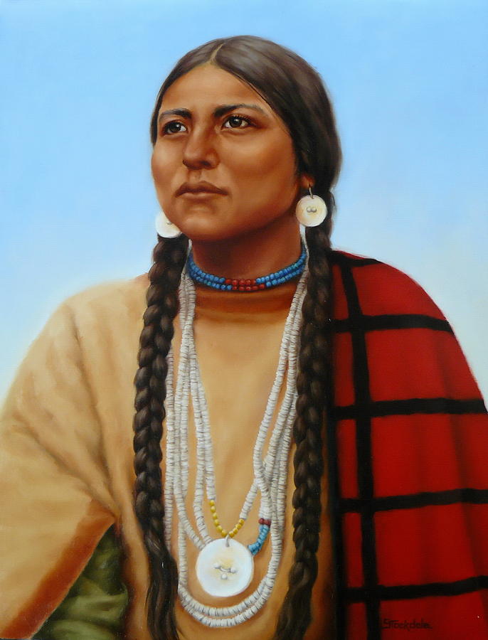 686x900 Spirit And Dignity Native American Woman Painting By Margaret - Native American Woman Painting
