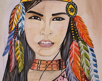 340x270 African American Woman Original Acrylic Painting - Native American Woman Painting