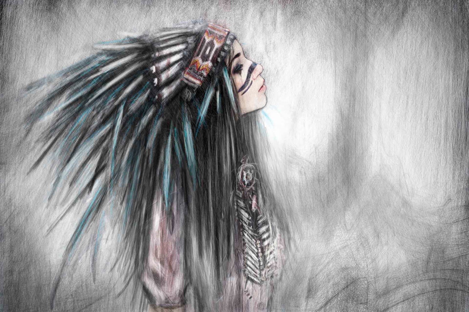 1600x1067 Justin Gedak Walking Through Fog First Nations Portrait - Native American Woman Painting Beautiful