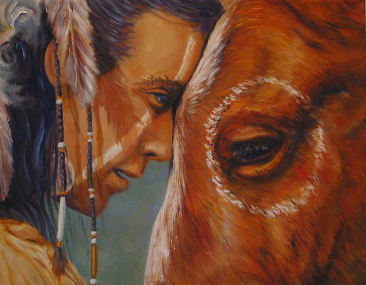 752x585 Unique Native American Oil Paintings Amp Prints - Native Horse Painting