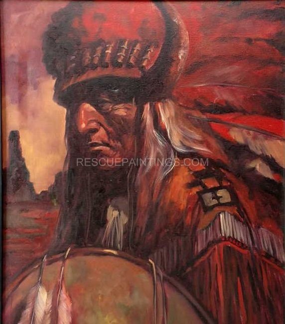572x650 Native American Portrait Paintings Rescue Paintings - Native Painting