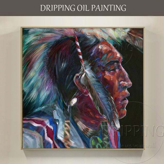 640x640 Old Artist Hand Painted High Quality Native American Portrait Oil - Native Painting