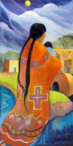 236x472 Acrylic Native American Painting On Canvas - Native Painting