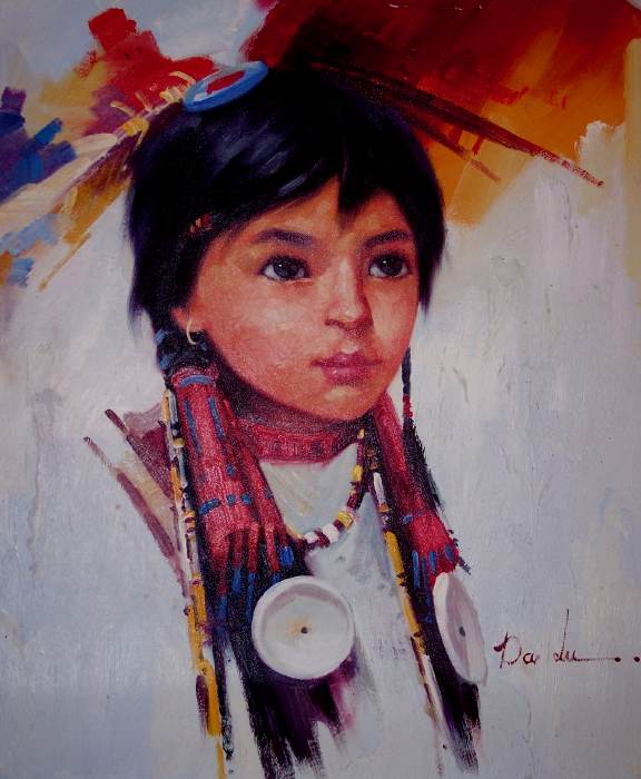 576x700 Gremlin Fine Arts Gallery Original Oil Paintings - Native Woman Painting