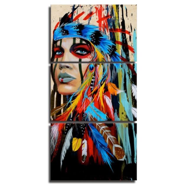 640x640 Native American Indian Canvas Wall Art Paintings Woman Girl - Native Woman Painting