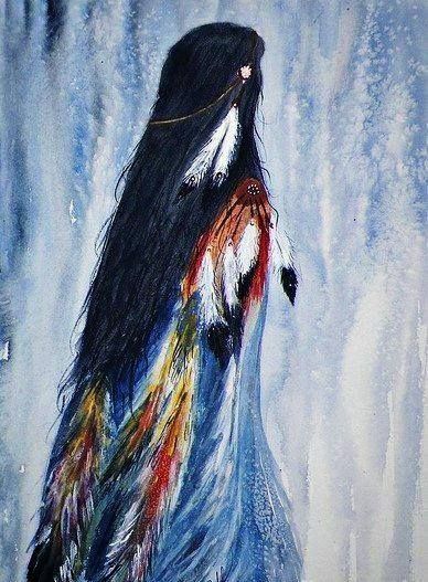 388x527 Native Woman My Native American Indian Heritage - Native Woman Painting