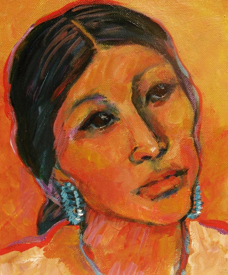 744x900 Navajo Woman Painting By Carol Suzanne Niebuhr - Native Woman Painting