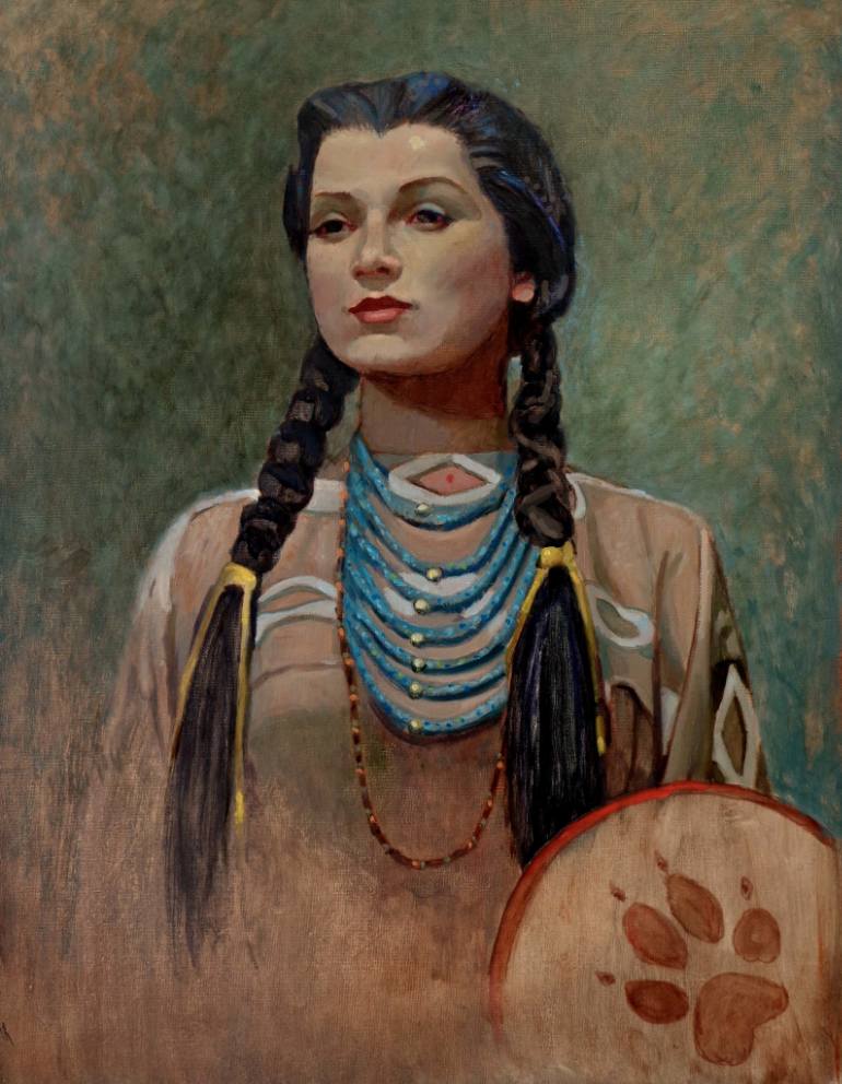 770x992 Saatchi Art Native Girl Painting By Michael Foulkrod - Native Woman Painting