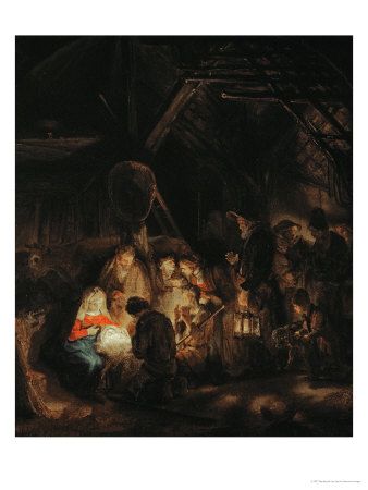 338x450 Nativity (Fine Art). Adoration Of The Shepherds, 1646. Rembrandt - Nativity Painting Rembrandt