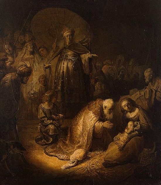 550x629 Impressioniartistiche Famous Nativity Paintings Rembrandt - Nativity Painting Rembrandt