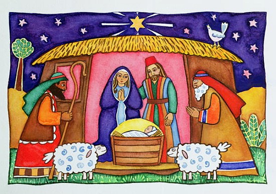 550x387 Nativity Scene - Nativity Scene Painting