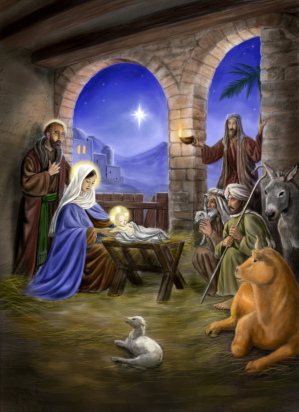 600x827 Nativity Scene By Dashinvaine - Nativity Scene Painting