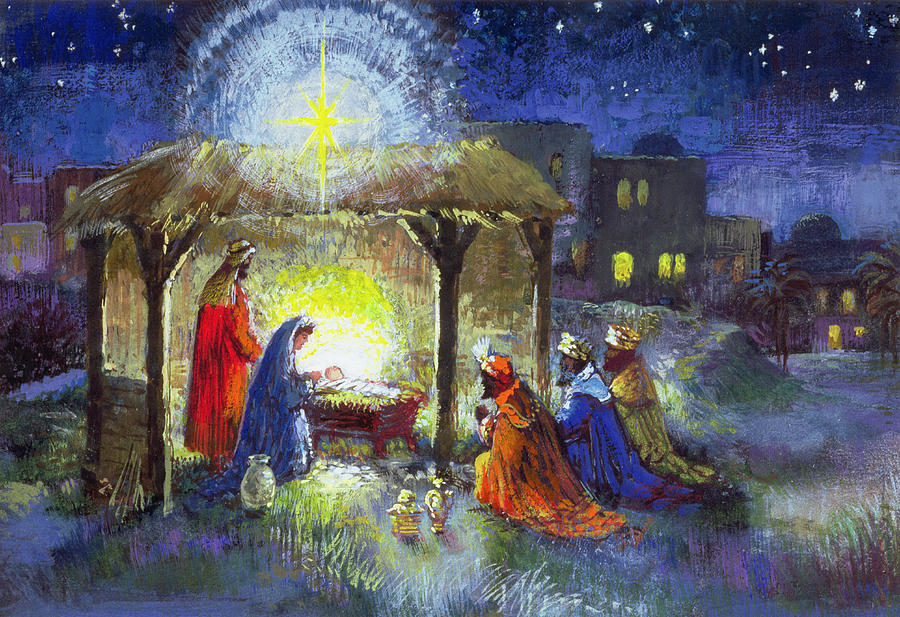 900x617 The Adoration Of The Magi Painting By Stanley Cooke - Nativity Scene Painting