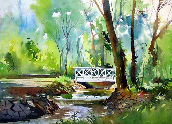 600x434 Amazing Examples Of Landscape Watercolor Paintings - Nature Landscape Painting