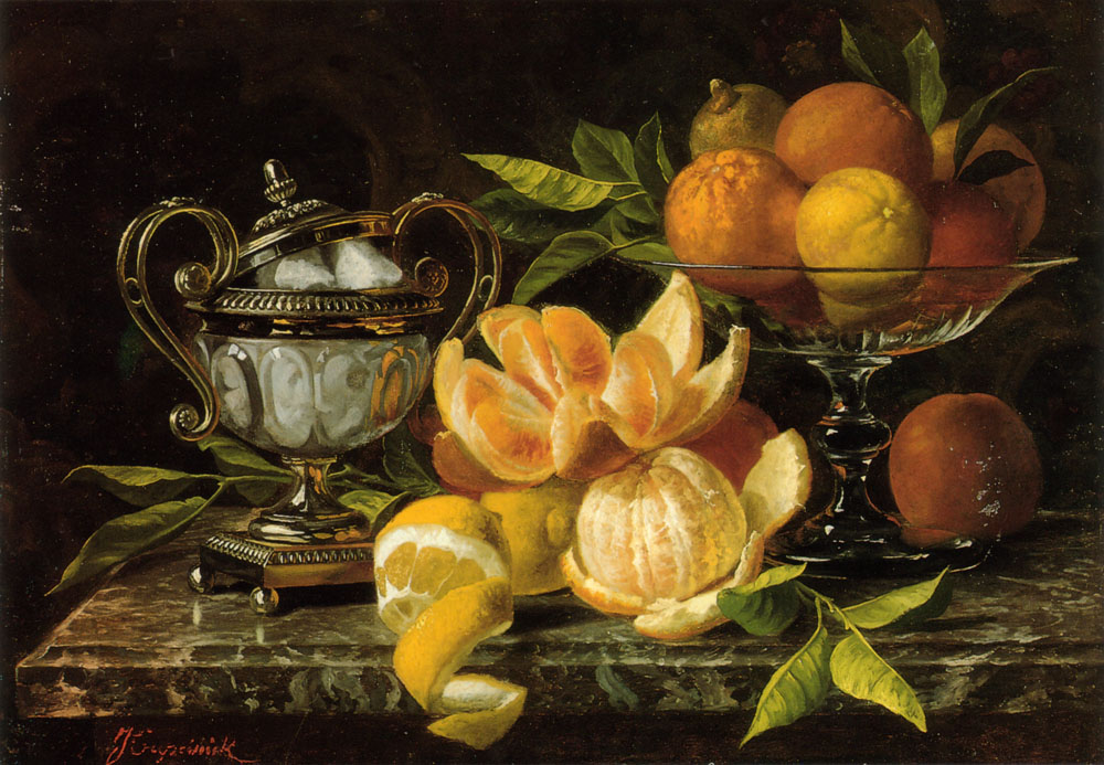 1000x693 Nature Morte Aux Oranges Et Citrons Painting Jean Belgian - Nature Morte Painting