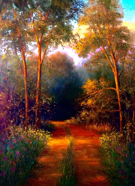 570x785 Evening Road Golden Hour Oil Painting - Nature Oil Painting
