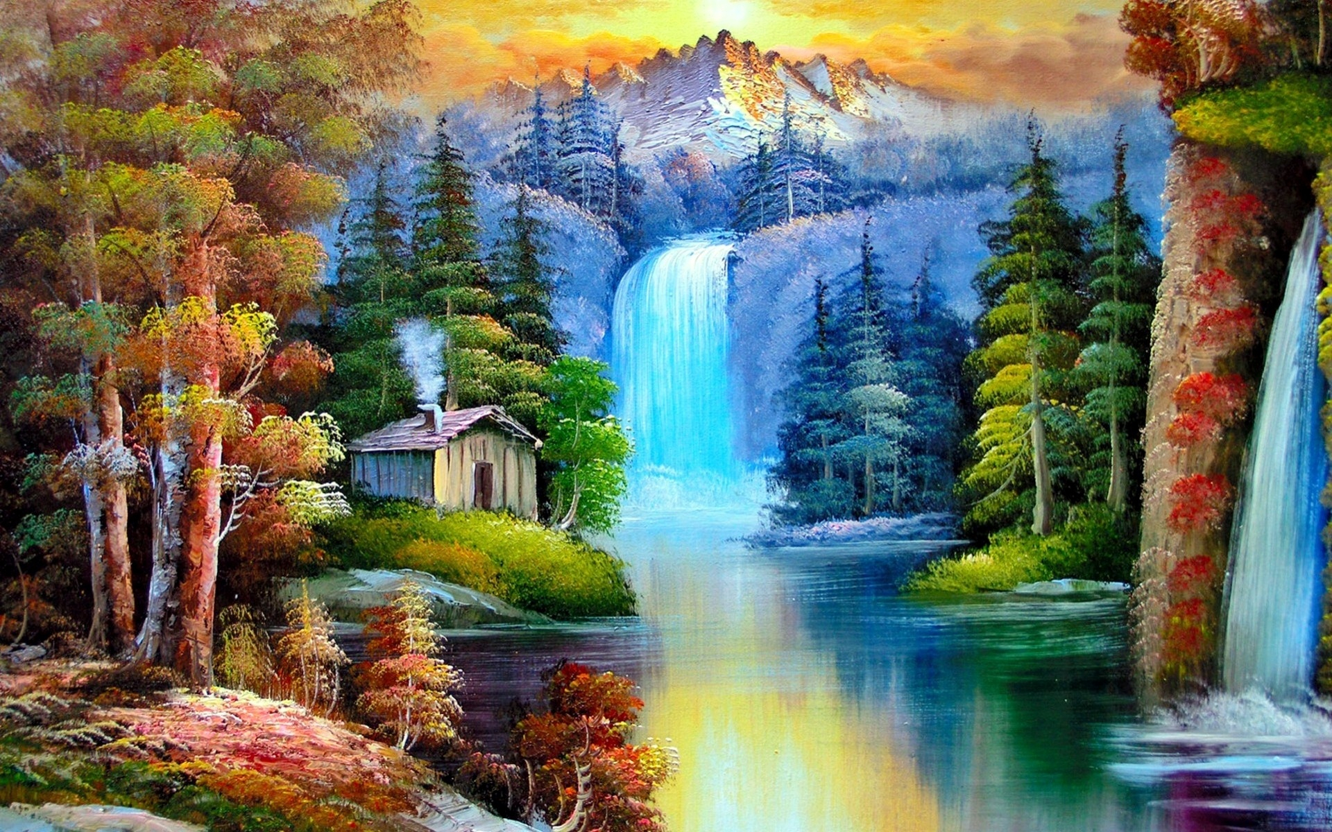 1920x1200 Painting Of Nature Scenery 50 Nature Paintings (Mountain, Beach - Nature Painting