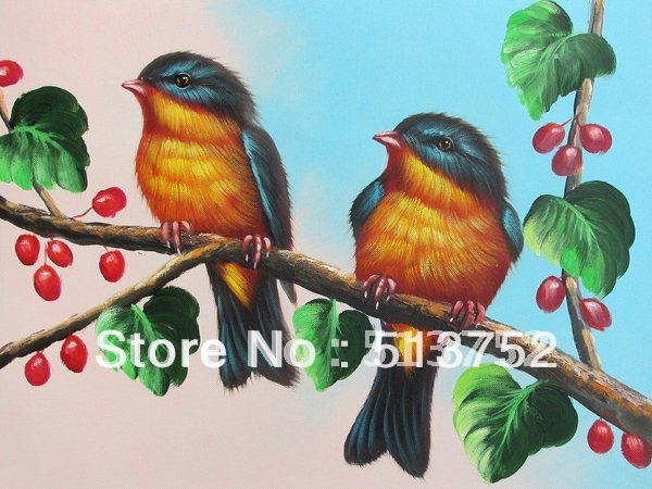 600x450 Oil Painting Modern Wall Mural Animals Of Parrots Birds Gift - Nature Painting For Kids