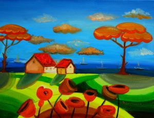 300x231 Art Paingings For Kids That Represent Village, Landscapes, Flowers - Nature Painting For Kids