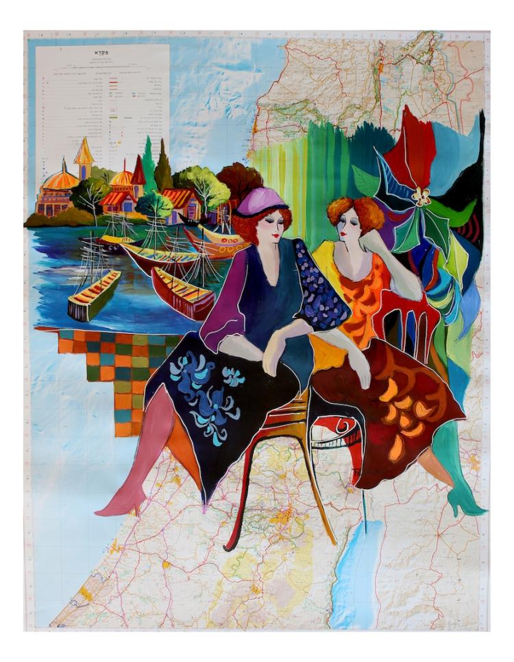 750x965 Patricia Govezensky Original Acrylic Painting On Nautical Ch - Nautical Chart Painting