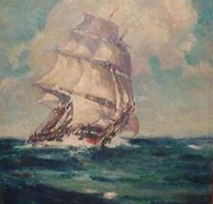 300x288 Arthur Woelfle Clipper Ship Sail Boat Oil Painting Art Nautical - Nautical Oil Painting