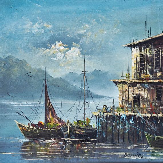 570x570 Oil Painting On Canvas Nautical, Seascape Oil Painting Original By - Nautical Oil Painting