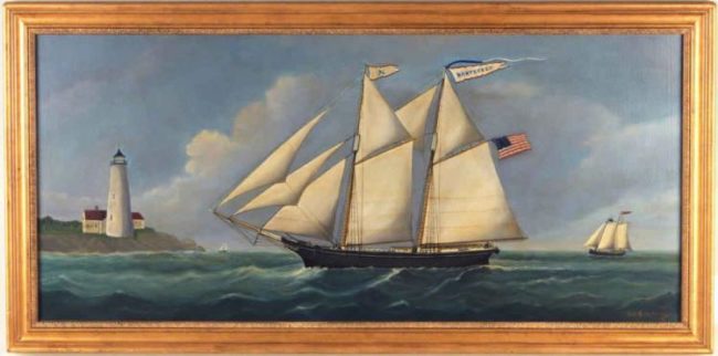 650x322 Reginald E. Nickerson Oil Painting Entitled (Nautical - Nautical Oil Painting