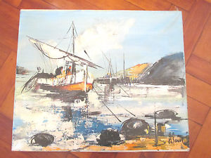 300x225 Seascape Nautical Oil Painting Cornwall 1960s Ebay - Nautical Oil Painting