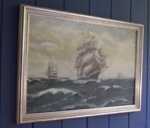 300x257 Strobbej Framed Nautical Oil Painting Sea Scape On Board Sailing - Nautical Oil Painting