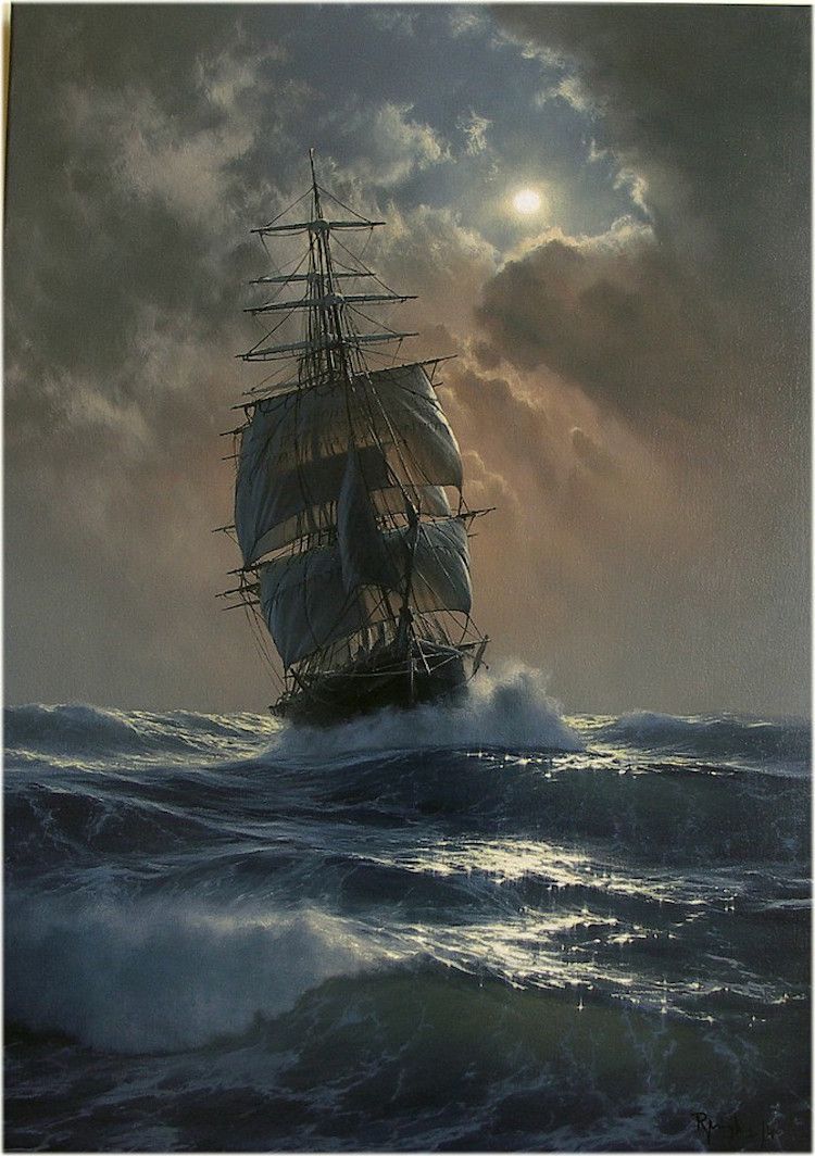 750x1064 Magnificent Hyperrealistic Oil Paintings Capture The Glory - Nautical Oil Painting