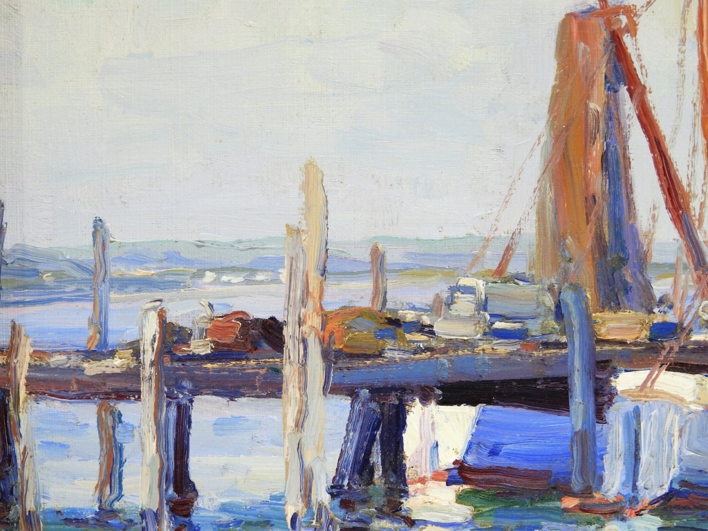 1024x768 George A. Renouard Impressionist Nautical Painting Lofty Marketplace - Nautical Painting