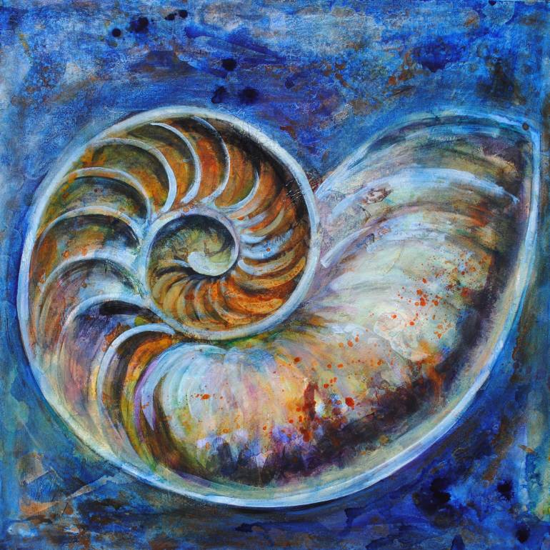 770x770 Saatchi Art Blue Nautilus Painting By Kim Karelson - Nautilus Painting
