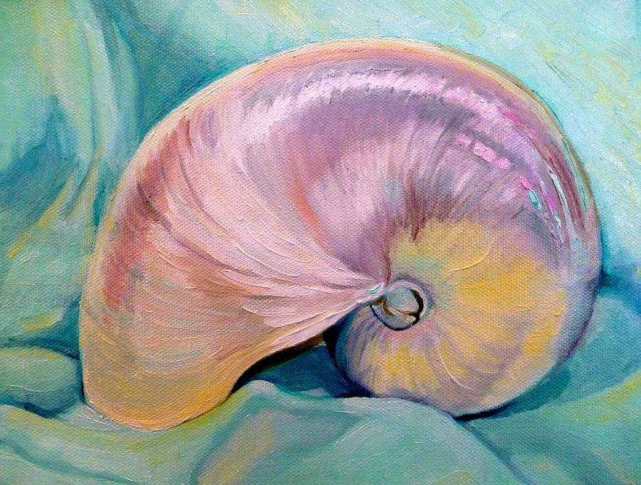 900x681 Pearly Nautilus Shell Painting By Margaret Marcom - Nautilus Shell Painting