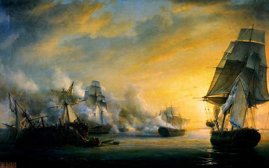 900x562 Naval Battle Between The French And The English Fleet Near Cadiz - Naval Battle Painting