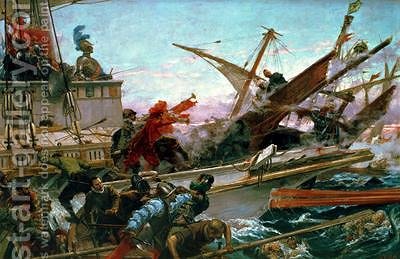 400x259 The Naval Battle Of Lepanto Waged By Don John Of Austria Juan Luna - Naval Battle Painting