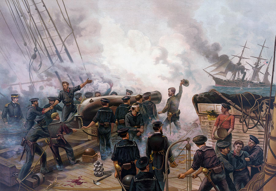 900x625 Civil War Naval Battle - Naval Battle Painting