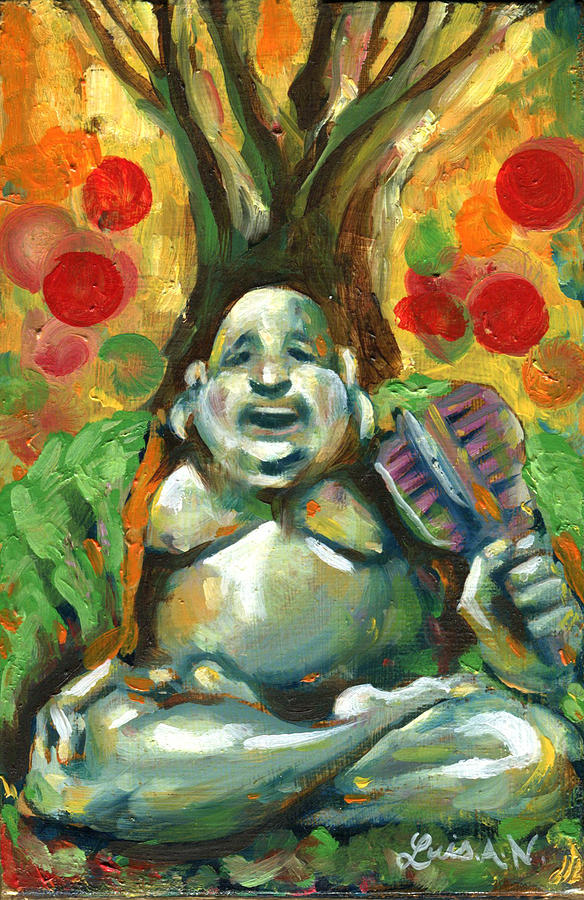 584x900 Happy Buddha Painting By Luis Navarro - Navarro Painting