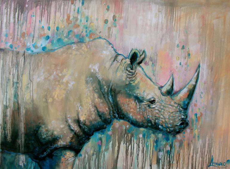 770x567 Saatchi Art Rhino Friend Painting By Lena Navarro - Navarro Painting